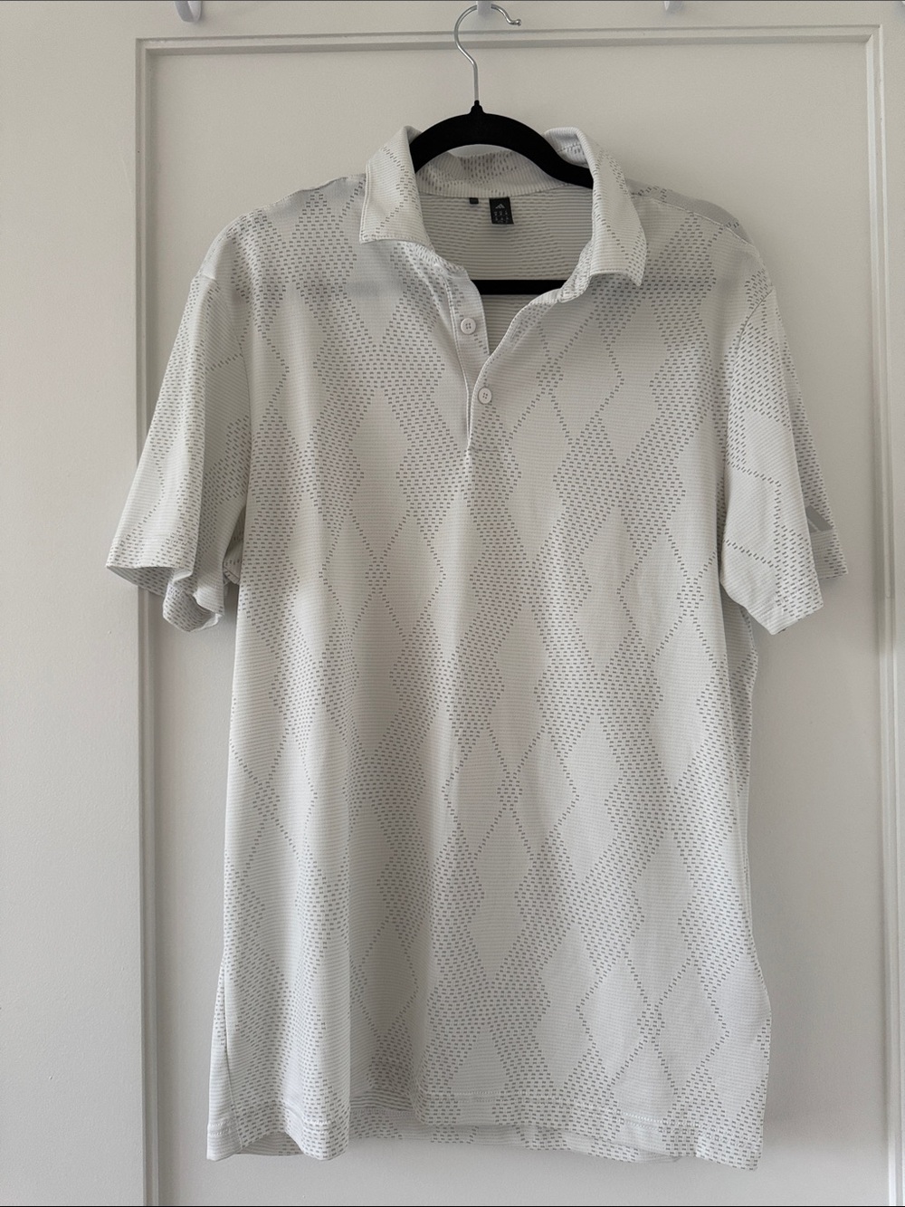 adidas White Geometric Short-Sleeve Polo